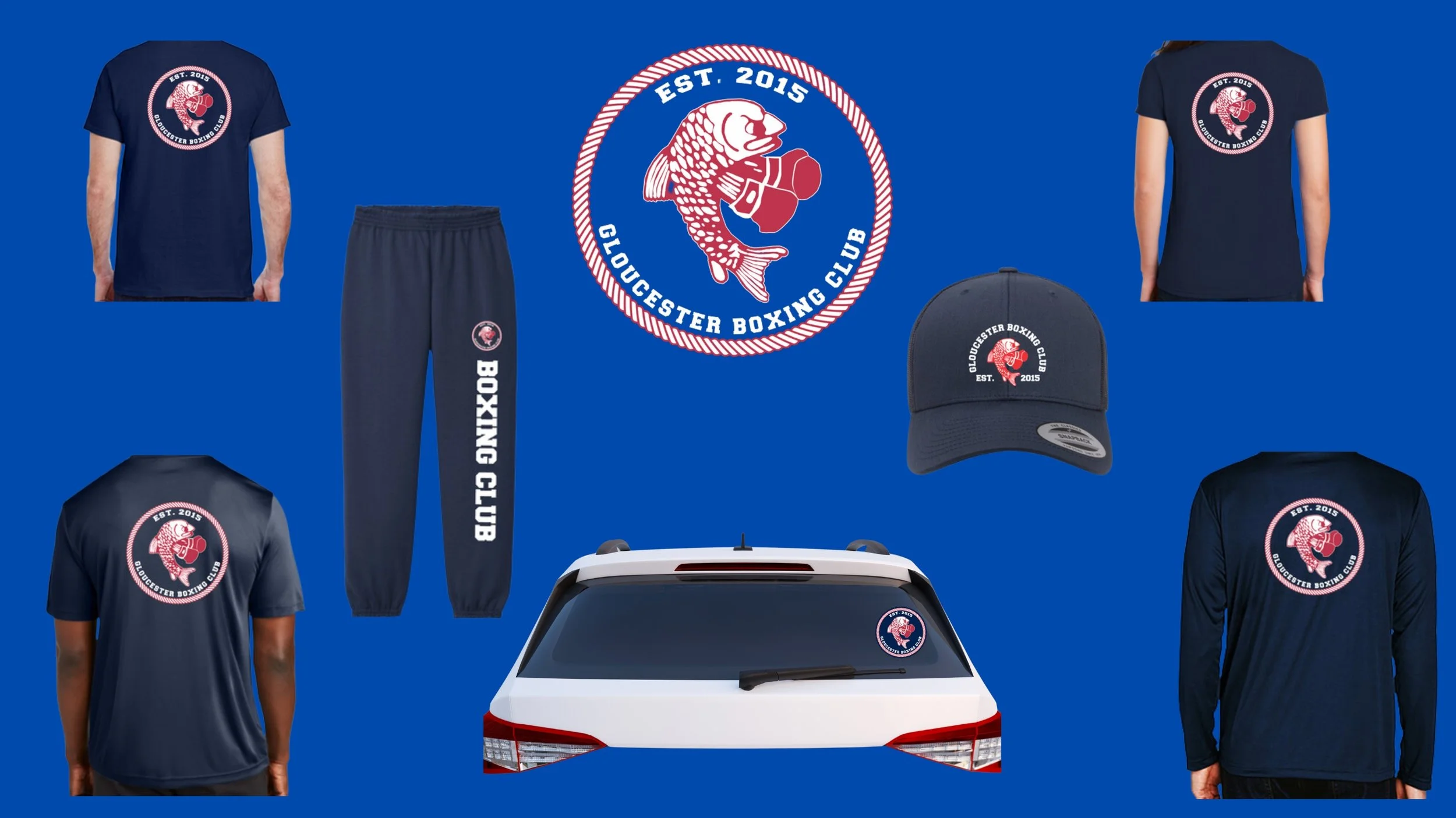 Gloucester Boxing Club gear — t-shirts, hats, sweatpants and more